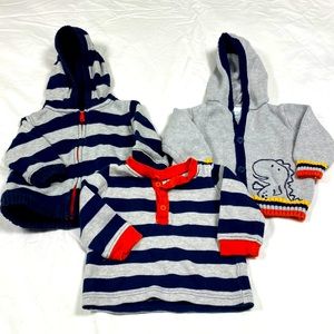 Gymboree boys three-piece matching striped collection set size 6 to 12 months